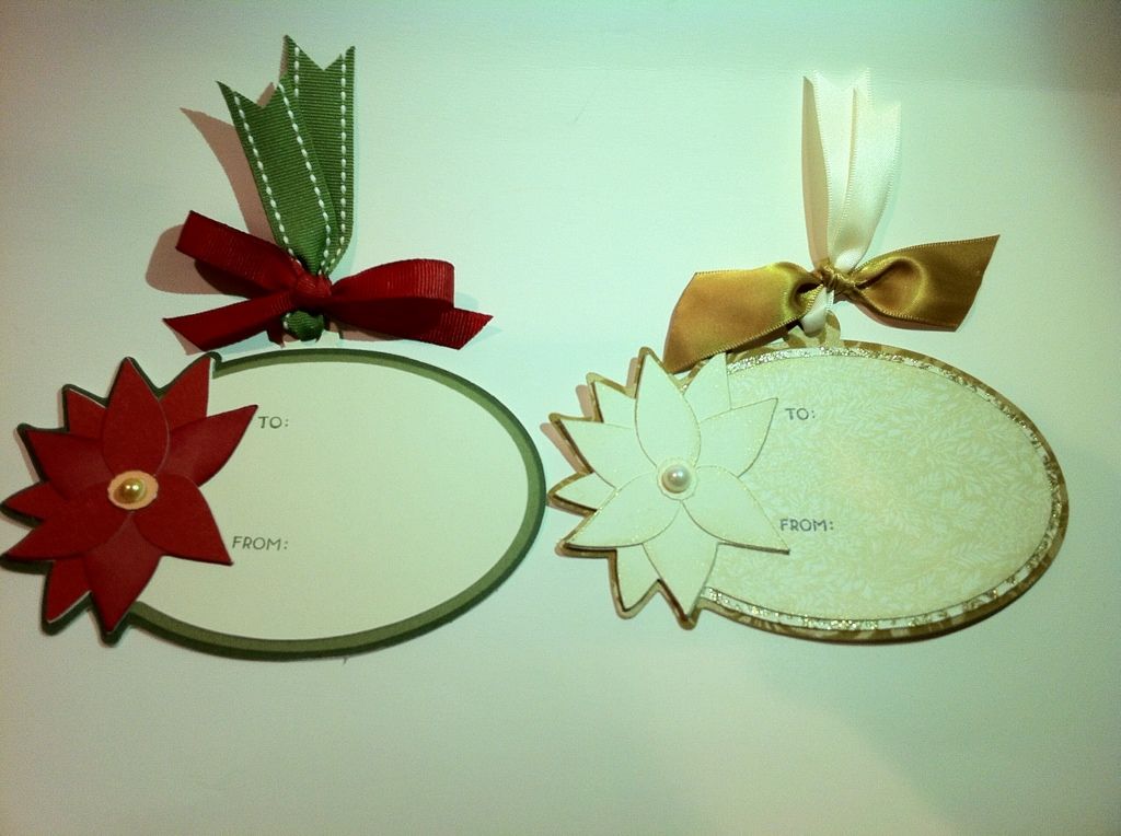 Courtney Lane Designs Poinsettia gift tags made using the Cricut Craft